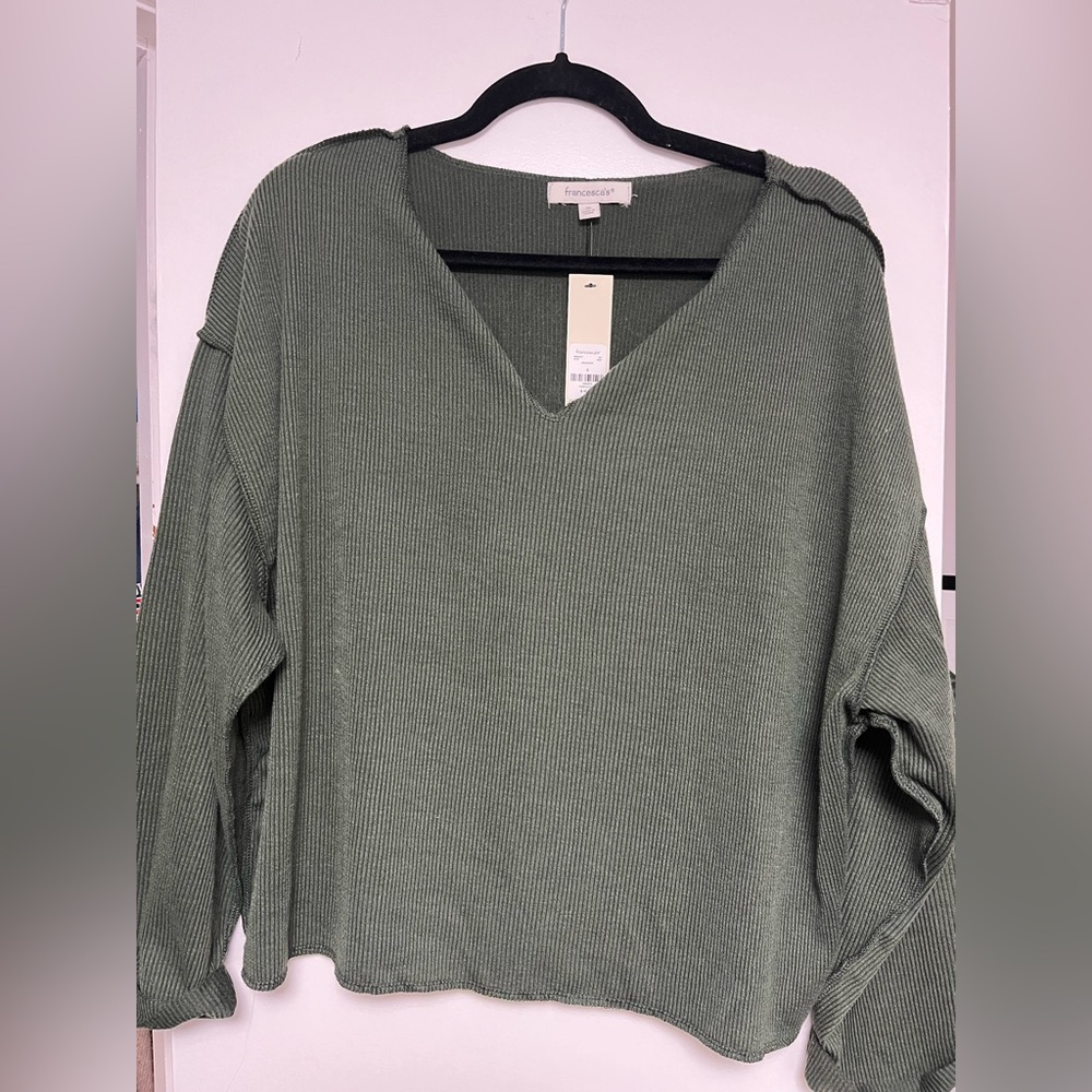 Francesca's Collections Olive Knit Top
